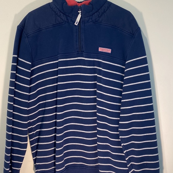 Mens Stripped Blue Vineyard Vines Quarterzip - Picture 6 of 6